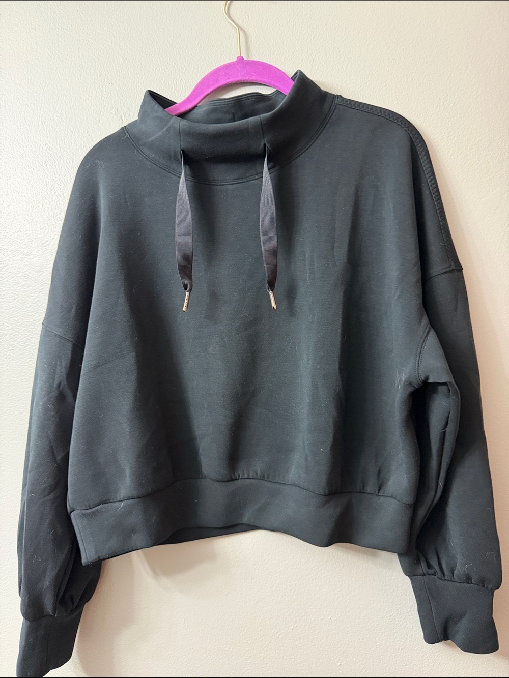 SPANX Airluxe at the hip Black Pullover drawstring funnel neck small